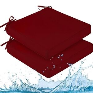 Waterproof Outdoor Chair Cushions set of 2 for Patio Furniture 19" x 19" x 2 red